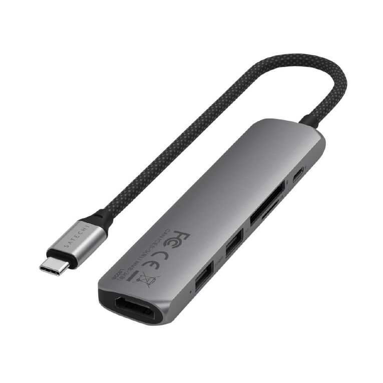 SATECHI 6-in-1 USB-C Slim Multiport Adapter 4K - Space Grey, , hi-res