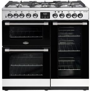 Belling 90cm Dual Fuel Freestanding Oven with 5 Burner Gas Cooktop - Stainless Steel