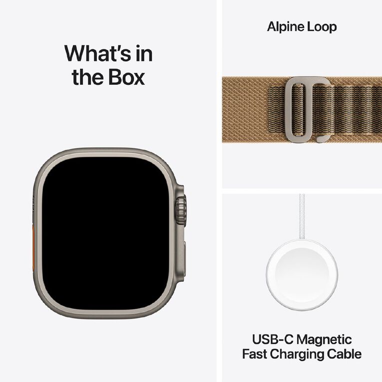 Apple Watch Ultra 4 Cellular 49mm Natural Titanium Case with Desert Alpine Loop M, , hi-res