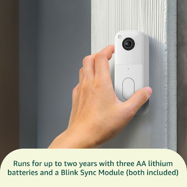 Blink Video Doorbell With Sync Module - White, , hi-res