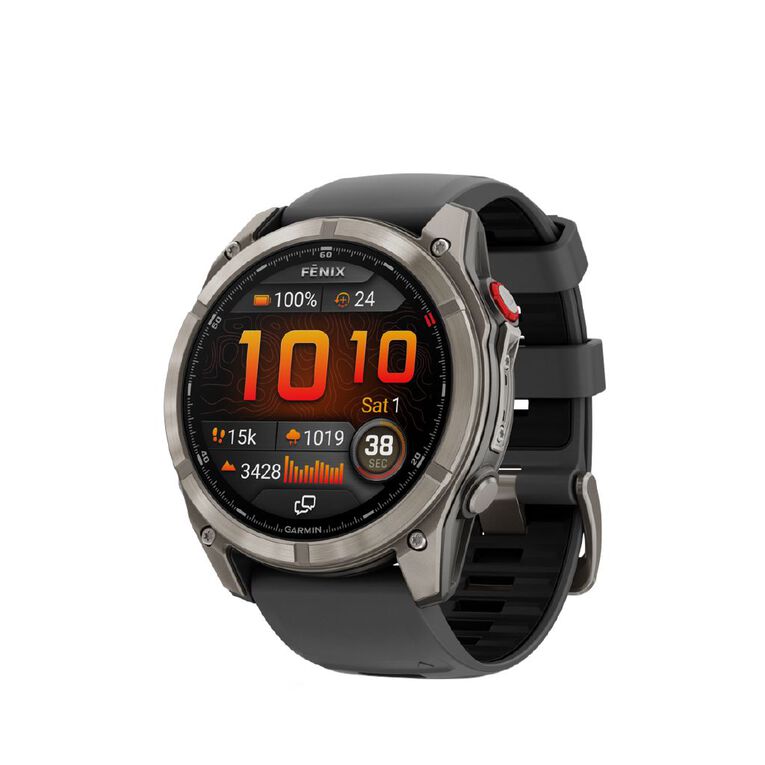 Garmin Fenix 8 Pro, 51mm, AMOLED, Sapphire, Titanium With Graphite/Black Silicone Band, , hi-res