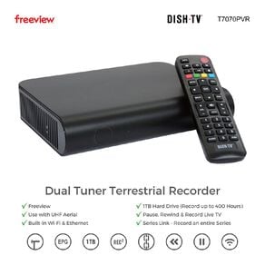 DishTV T7070PVR Dual Tuner Terrestrial Freeview Recorder 1TB with Wifi & Ethernet (Non-Streaming)