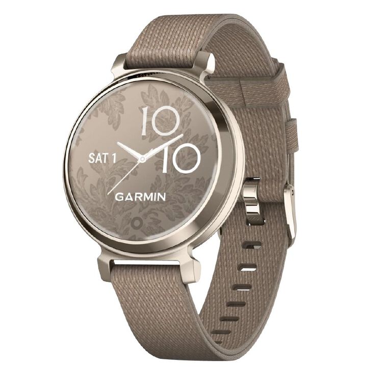 Garmin Lily Classic Cream Gold/Coffee Fabric Band Noel Leeming