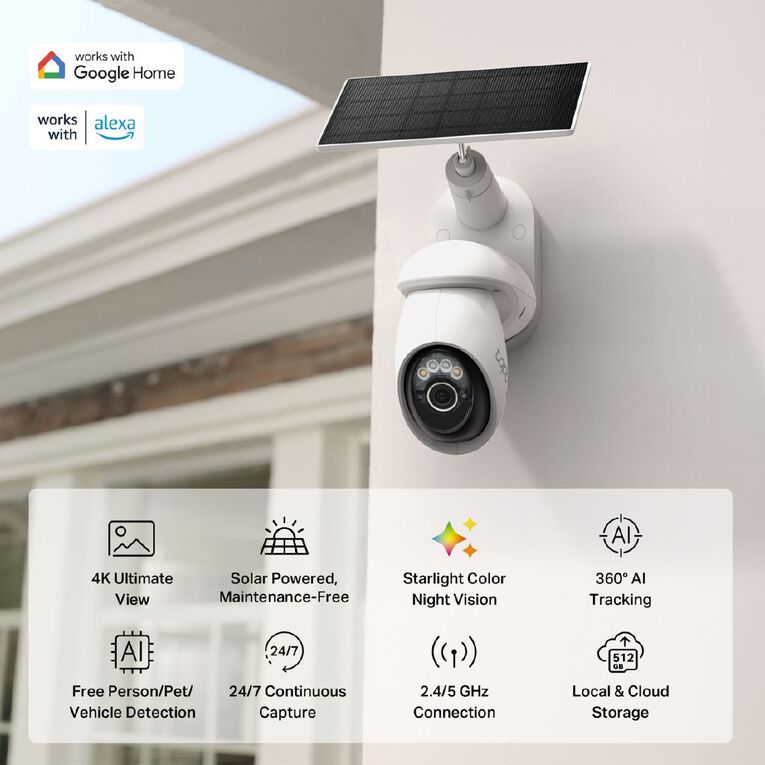 TP-Link Tapo C660 Kit Solar Powered 4K 8MP Pan/Tilt Security Camera Kit, , hi-res