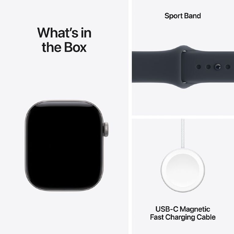 Apple Watch Series 12 GPS 42mm Space Grey Aluminium Case with Navy Blue Sport Band S/M, , hi-res
