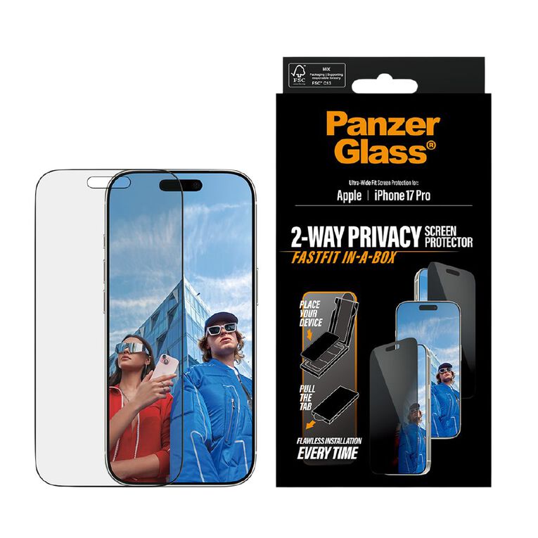 PanzerGlass Privacy Screen Protector for iPhone 17 Pro | Ultra-Wide Fit with Fastfit In-A-Box, , hi-res