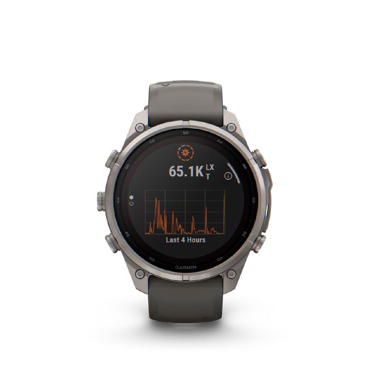 Garmin Fenix 9 Pro 47mm Solar - Titanium With Pebble Grey Silicone Band, , hi-res