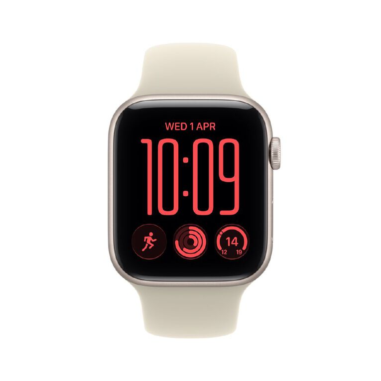 Apple Watch SE 3 Cellular 44mm Starlight Aluminium Case with Sand Sport Band M/L, , hi-res