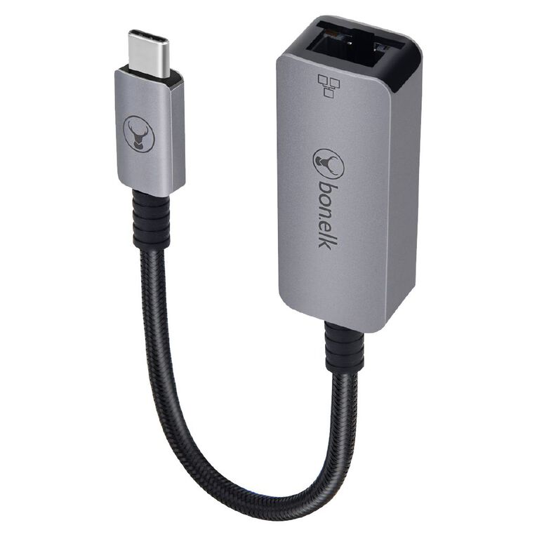 BONELK Long-Life USB-C to Gigabit Ethernet Adapter - 15cm (Space Grey), , hi-res