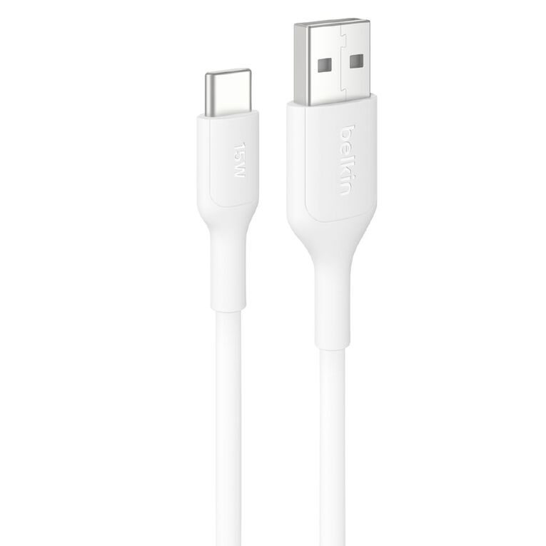 Belkin BoostCharge USB-A to USB-C Cable 15W 2m - White, , hi-res