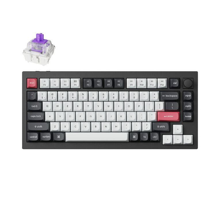 Keychron Q1 HE QMK Wireless Custom Keyboard, Fully Assembled Knob, Gateron Double-Rail Magnetic Nebula Switch - Carbon Black, , hi-res