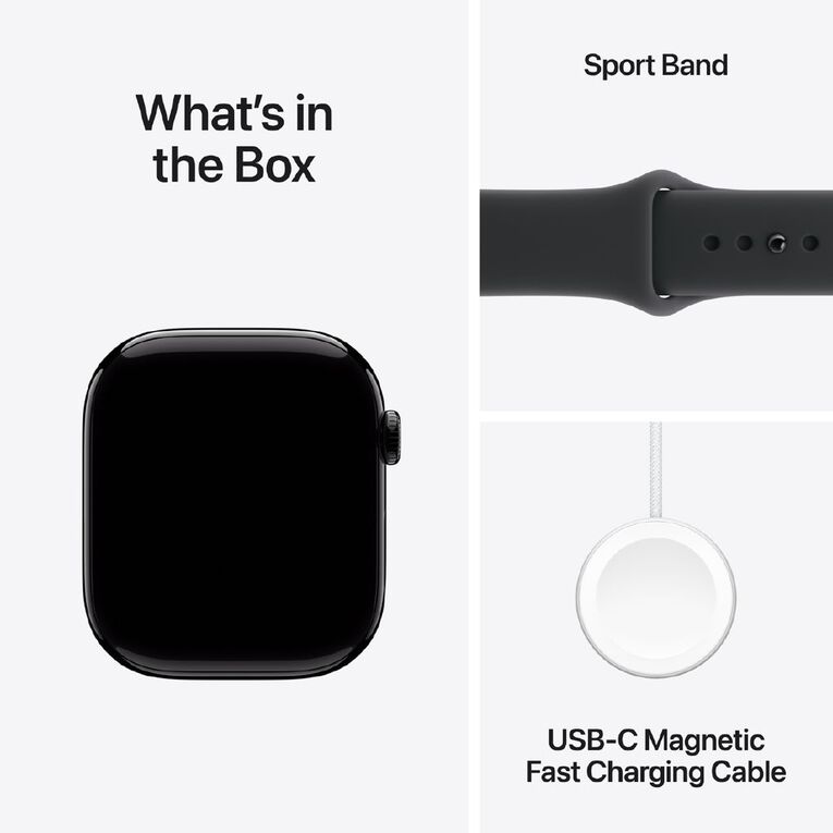 Apple Watch Series 11 GPS 46mm Jet Black Aluminium Case with Black Sport Band M/L, , hi-res
