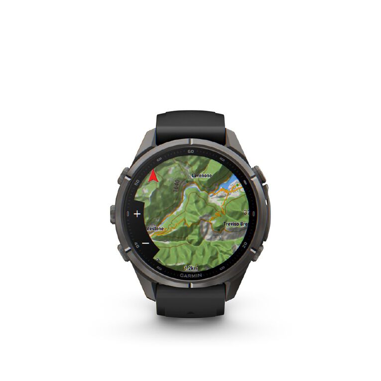 Garmin Fenix 9 Pro 43mm AMOLED - Carbon Grey DLC Titanium With Black/Pebble Grey Silicone Band, , hi-res