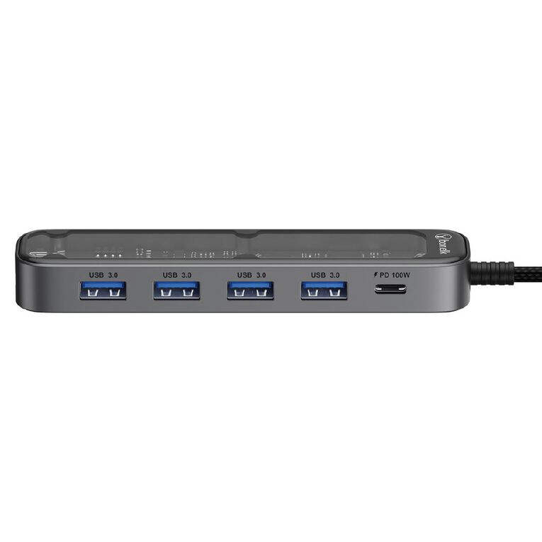 Bonelk Vision Long-Life USB-C to 6-in-1 Multiport Hub - Space Grey/Clear, , hi-res