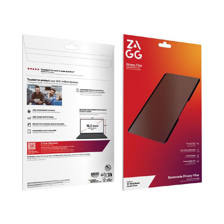 Zagg Removable 2-Way Privacy Filter Laptop Screen for Universal Laptop 16" (16:10), , hi-res
