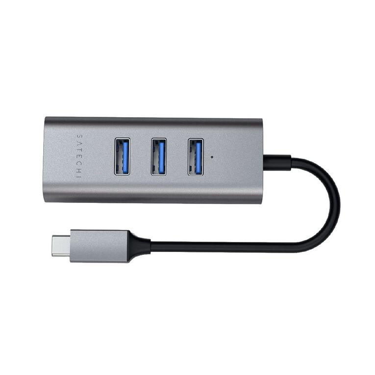 SATECHI USB-C 2-in-1 3 Port USB 3.0 Hub & Ethernet - Space Grey, , hi-res