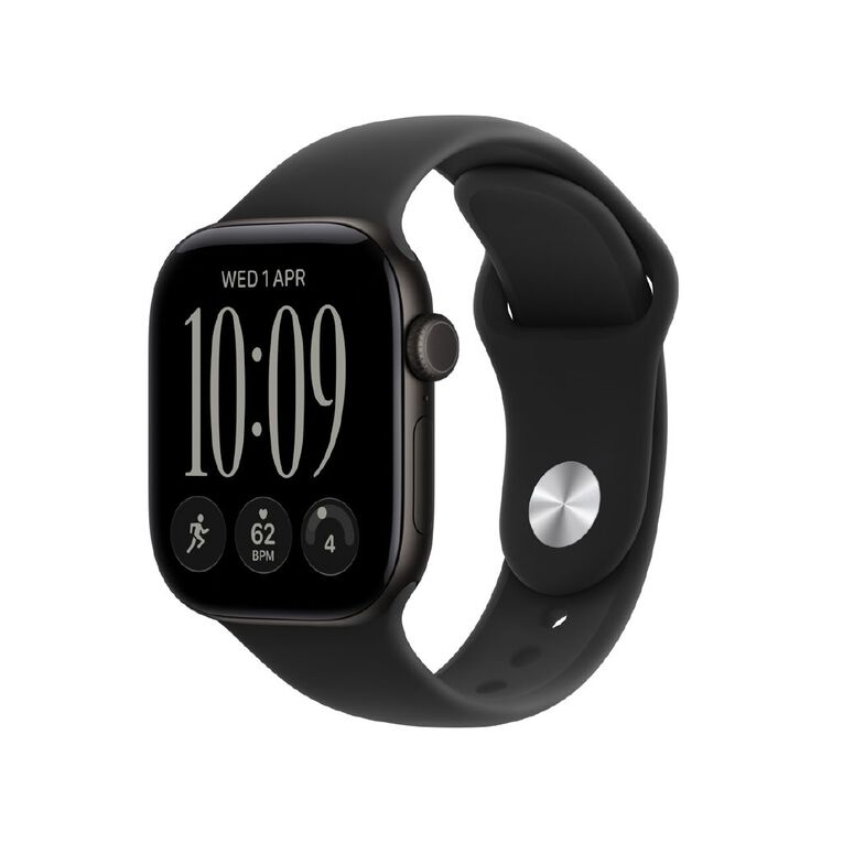 Apple Watch Series 12 GPS 42mm Black Aluminium Case with Black Sport Band M/L, , hi-res