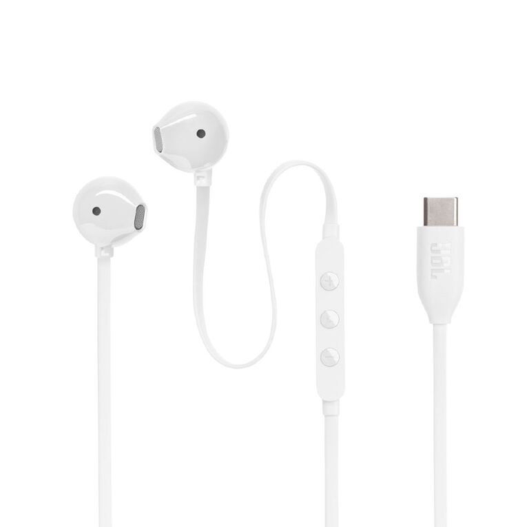 JBL Tune 305C USB-C Wired Hi-Resolution In-Ear Headphones - White, , hi-res