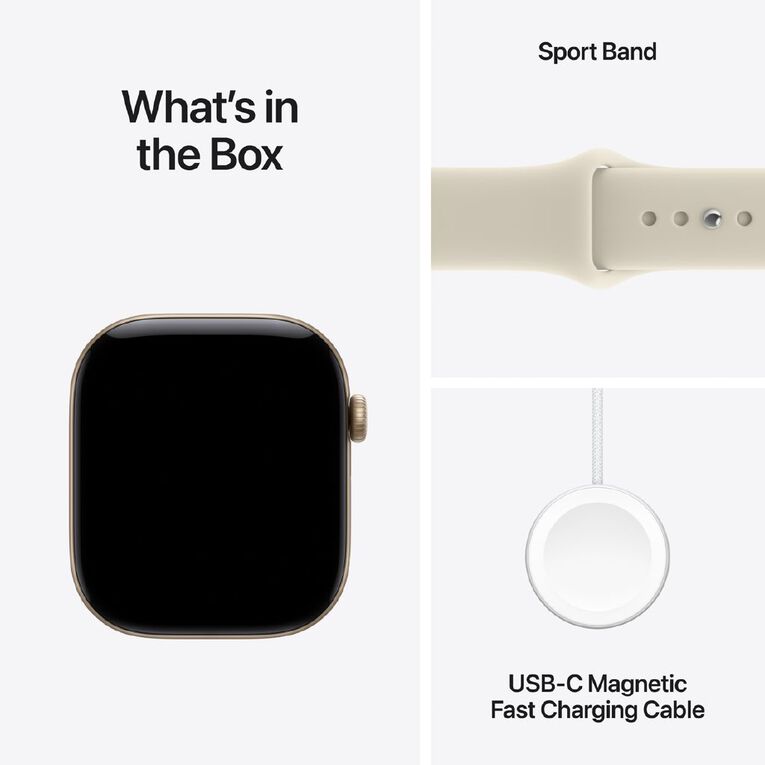 Apple Watch Series 12 Cellular 46mm Light Gold Aluminium Case with Sand Sport Band S/M, , hi-res