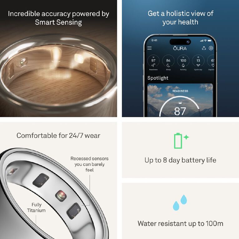 Oura Ring 4 Silver - Size 7, , hi-res