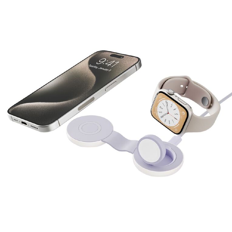 Twelve South ButterFly SE 2-in-1 MagSafe Travel Charger for iPhone & Apple Watch - Iridescent, , hi-res