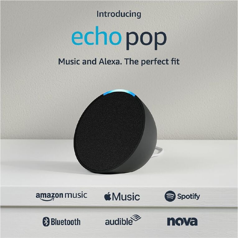 Amazon Echo Pop Charcoal, , hi-res