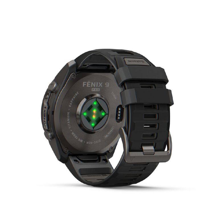 Garmin Fenix 9 Pro 51mm AMOLED - Carbon Grey DLC Titanium With Black/Pebble Grey Silicone Band, , hi-res
