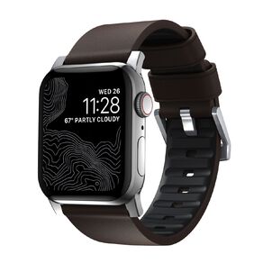 Nomad Active Band Pro for Apple Watch (42 / 44-46 / 49mm / ULTRA) - Brown Leather / Silver Hardware