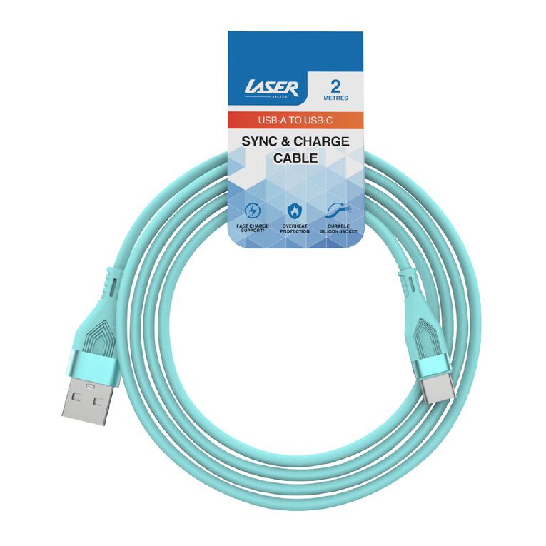 Laser USB-A to USB-C Cable 2m - Aquatic Awe, , hi-res