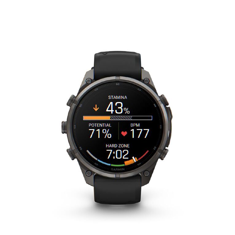 Garmin Fenix 9 Pro 47mm AMOLED - Carbon Grey DLC Titanium With Black/Pebble Grey Silicone Band, , hi-res