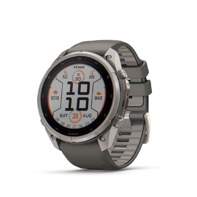 Garmin Fenix 9 Pro 51mm Solar - Titanium With Pebble Grey Silicone Band, , hi-res