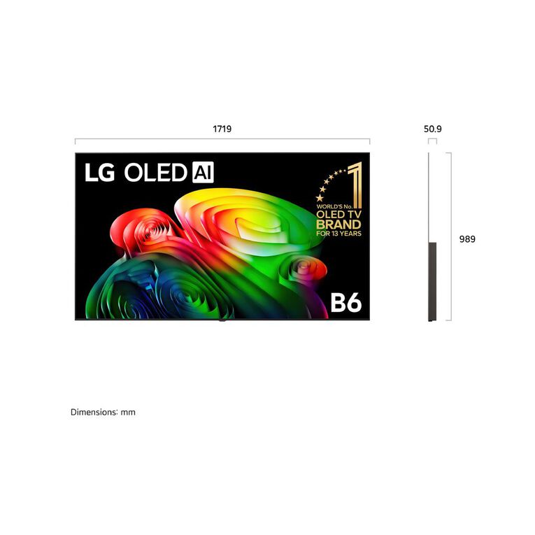 LG 77 Inch B6 AI 4K OLED Smart TV, , hi-res