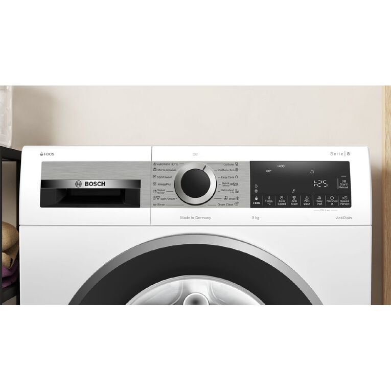 Bosch 9kg Series 8 Front Load Washing Machine iDos - White, , hi-res