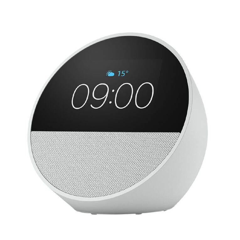 Amazon Echo Spot 2024 Smart Alarm Clock With Vibrant Sound plus Alexa - Glacier White, , hi-res