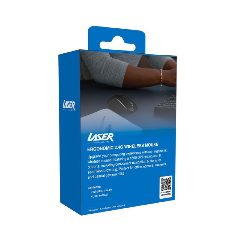 Laser Ergonomic Wireless Mouse for PC and Mac, , hi-res