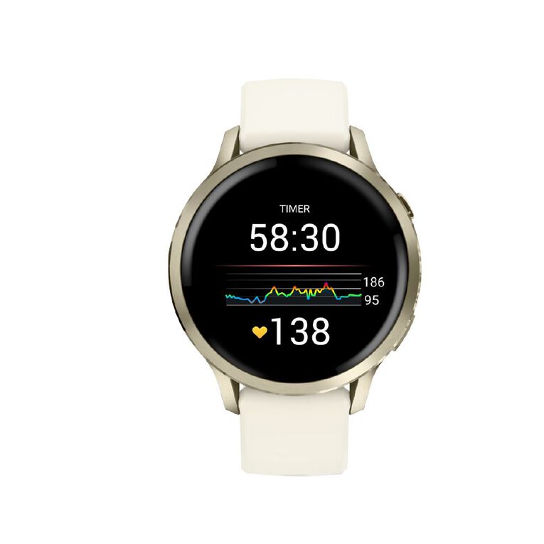 Garmin Venu 4 41mm Smartwatch Lunar Gold Bone Silicone Band, , hi-res