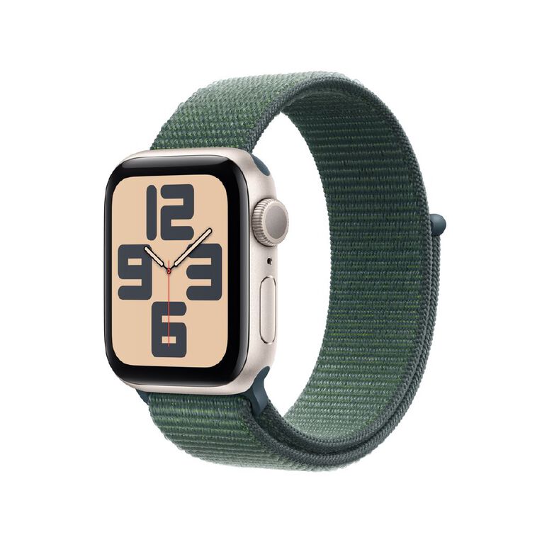 Apple Watch SE GPS 40mm Starlight Aluminium Case with Lake Green Sport Loop, , hi-res