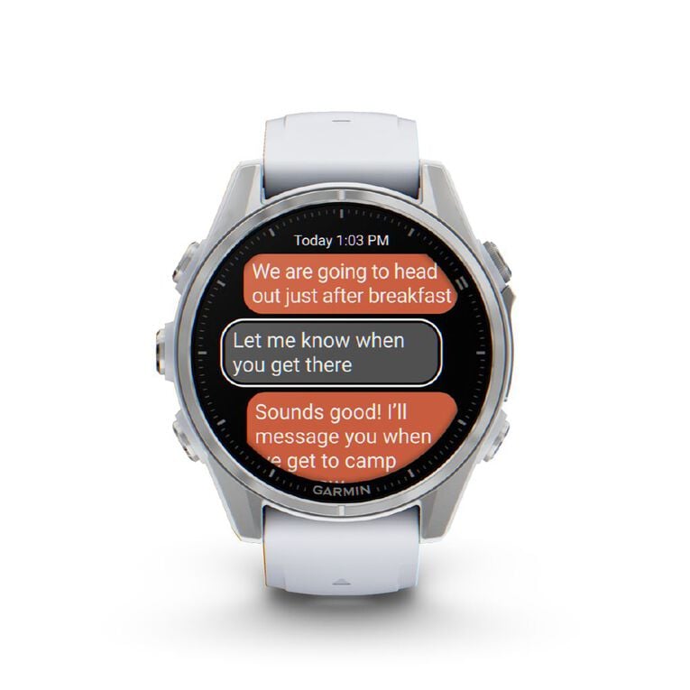 Garmin Fenix 8 43mm Glass AMOLED - Bare Stainless Steel with Whitestone Band, , hi-res