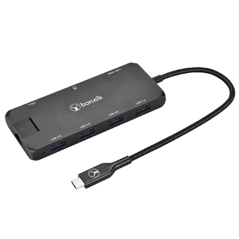 Bonelk Long-Life USB-C to 8-in-1 Multiport Hub - Black, , hi-res