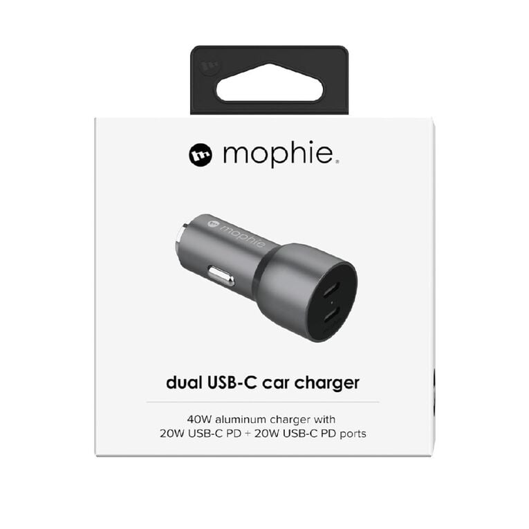 Mophie USB-C 40W Dual PD Fast Car Charger - Grey, , hi-res