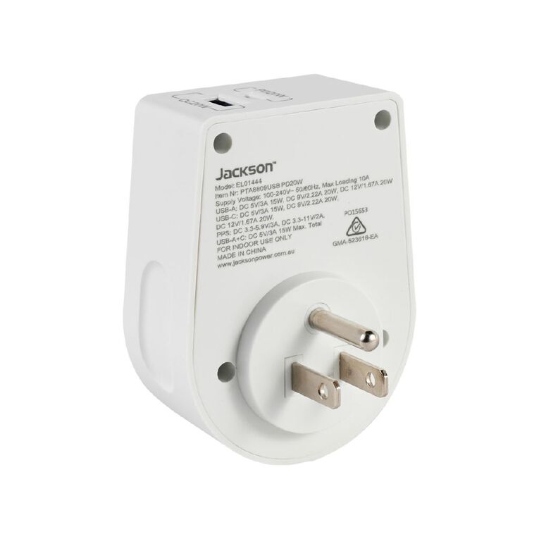 Jackson Rapid Charge PD20W USB-C & USB-A Outbound Travel Adaptor for USA & Canada, , hi-res