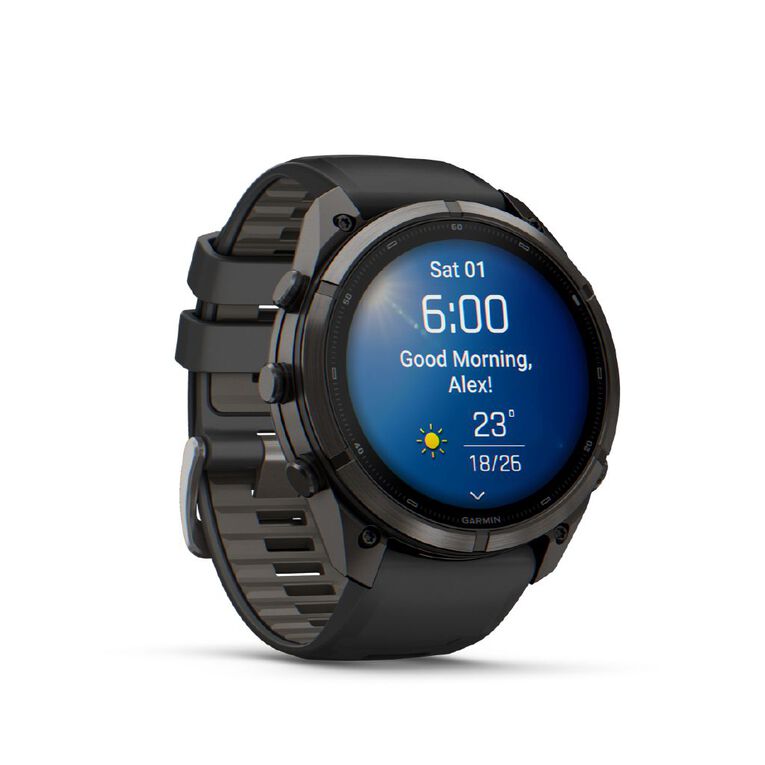 Garmin Fenix 9 Pro 51mm AMOLED - Carbon Grey DLC Titanium With Black/Pebble Grey Silicone Band, , hi-res