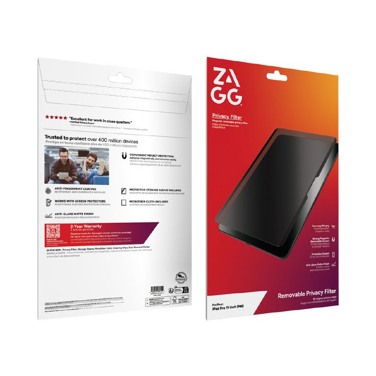 Zagg Removable 4-Way Privacy Filter Tablet Screen for iPad Pro 11" (M5, M4), , hi-res