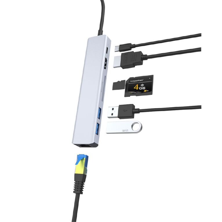 Laser USB-C to 7 Port USB and HDMI Hub, , hi-res