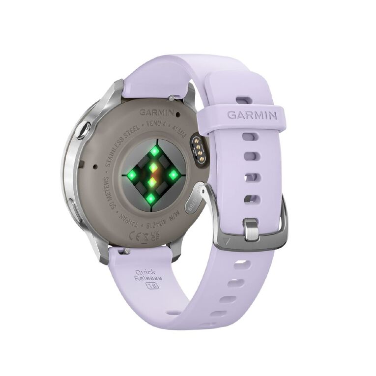 Garmin Venu 4 41mm Smartwatch Silver Periwinkle Silicone Band, , hi-res
