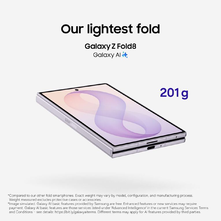 Samsung Galaxy Z Fold8 256GB Lavender, , hi-res