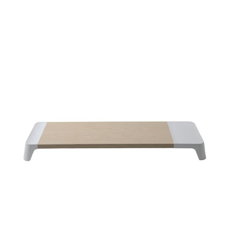 Pout Eyes6 Wooden Monitor Stand with Wireless Charger White Noel