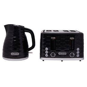 Westinghouse 1.7L Kettle and 4 Slice Toaster Pack Black
