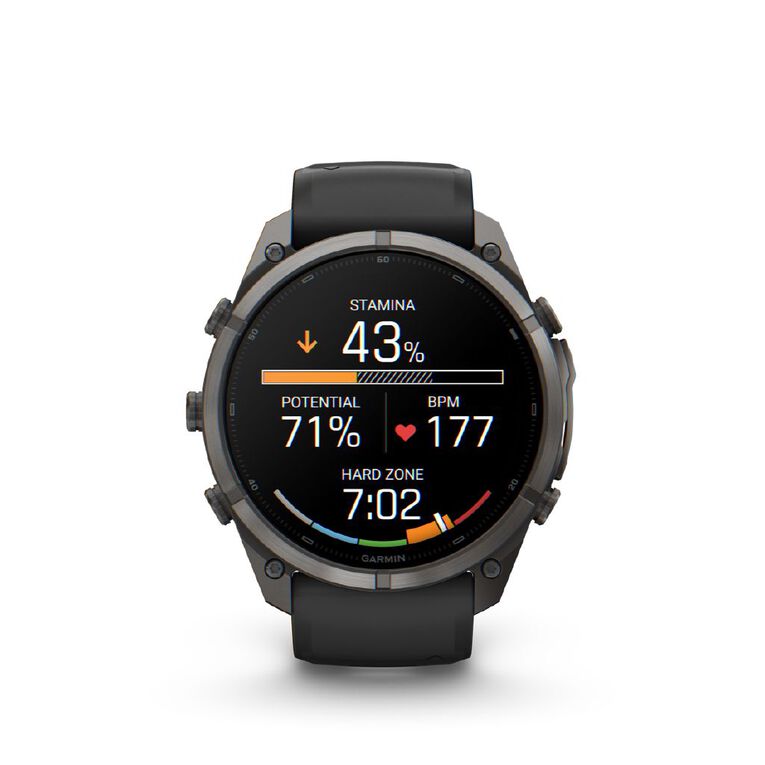Garmin Fenix 9 Pro 51mm AMOLED - Carbon Grey DLC Titanium With Black/Pebble Grey Silicone Band, , hi-res
