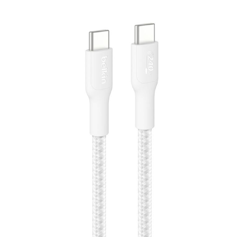 Belkin BoostCharge Pro USB-C to USB-C Braided PCR Cable 240W 2.0, 3m - White, , hi-res